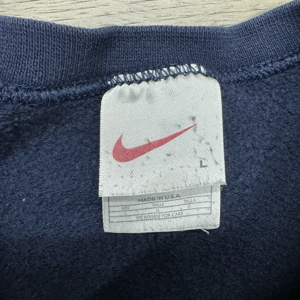 VTG Nike White‎ tag Distressed Crewneck Sweatshirt Blue Sz L USA